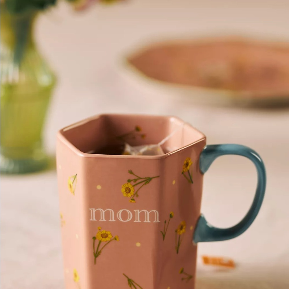 NEW Anthropologie Pia Mom Pink Floral Mug